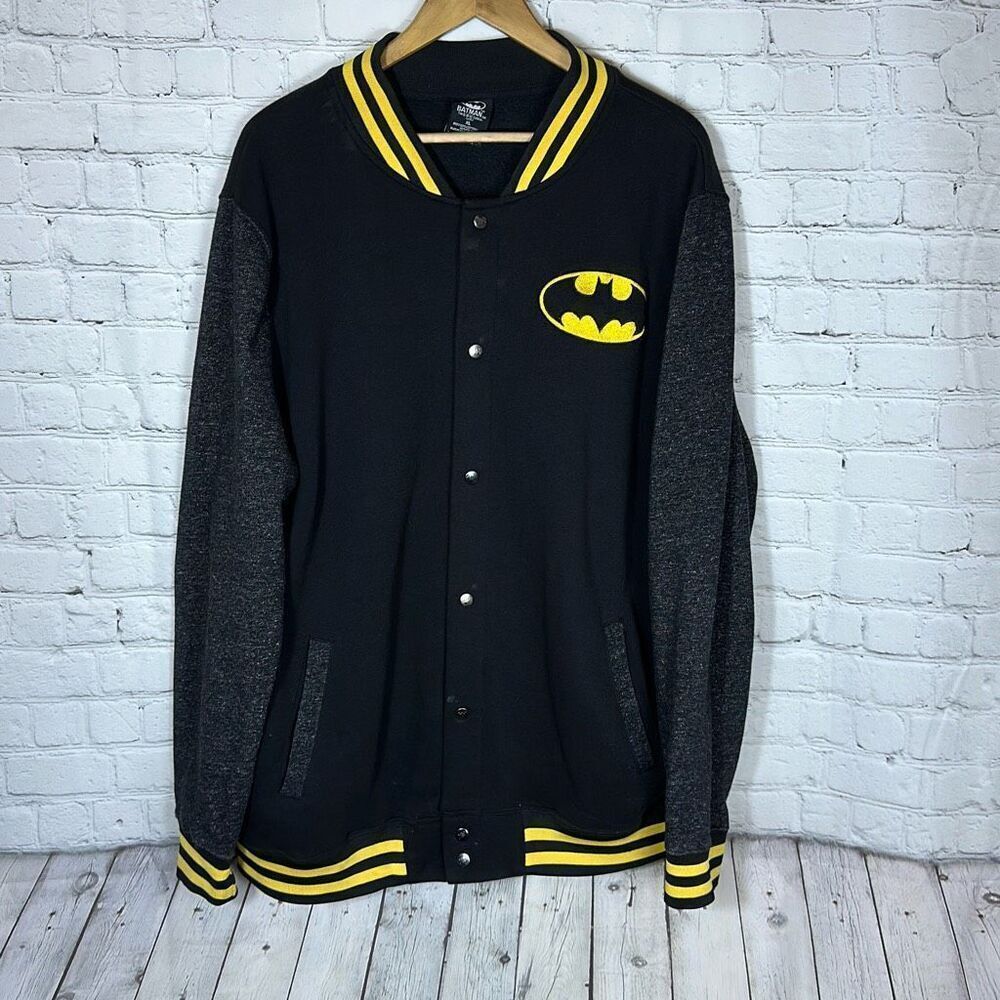 Batman Track Jacket Varsity Snap Button Up Jacket Official DC Comics‎ s15 XL